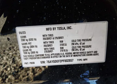 2023 Tesla Model Y Performance Dual Motor All-Wheel Drive из США, поврежденный, VIN 7SAYGDEF2PF802857